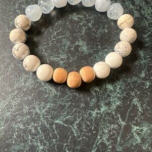 Elegant White and Tan Beaded Bracelet by Park Lane